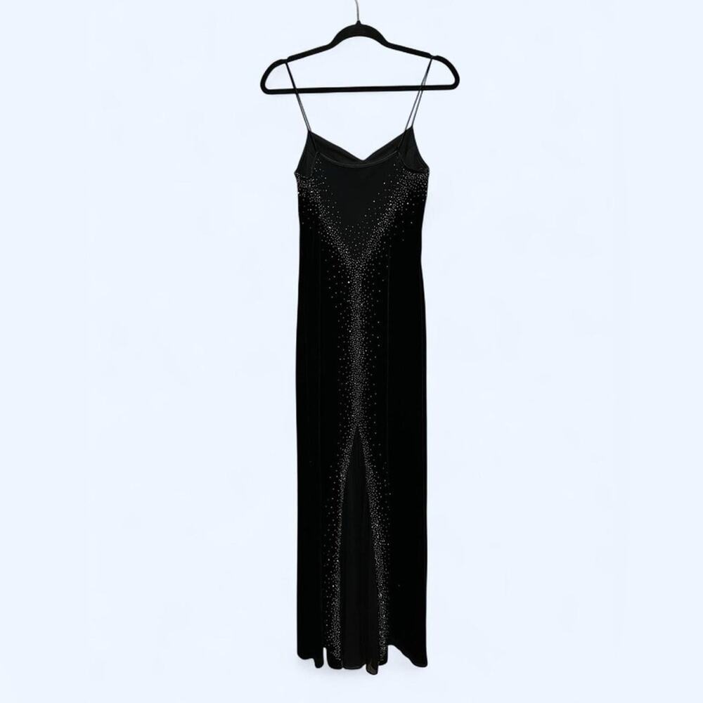 Y2K Blondie Nites Black Velvet Evening Gown with Embellished Mesh Back 12